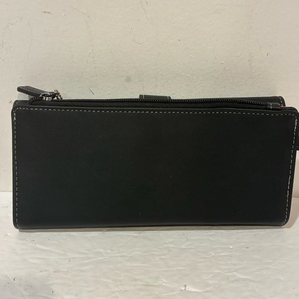 HARLEY DAVIDSON of CAPE COD USA BLACK ZIPPERED OVERSIZED TRIFOLD WALLET NEW‎